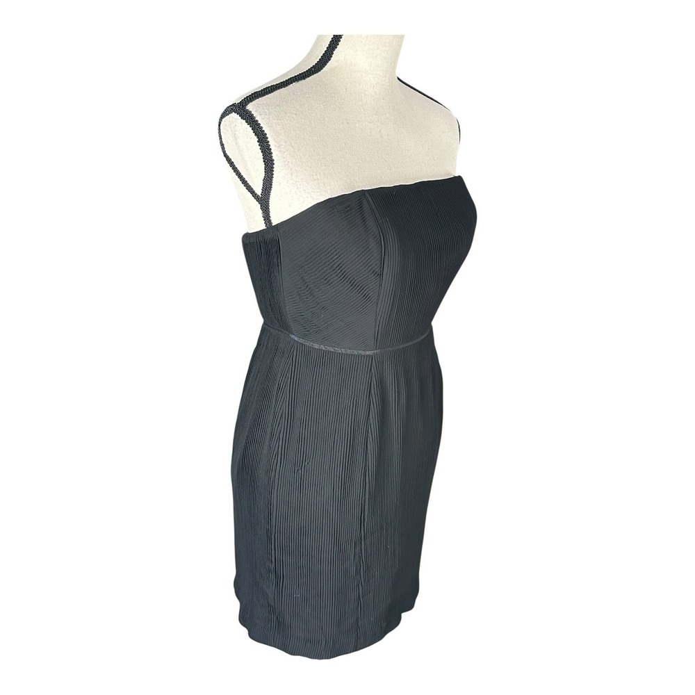 ADAM By Adam Lippes Black Silk Strapless Plisse Pleats Cocktail Dress Size 4 - Picture 5 of 16